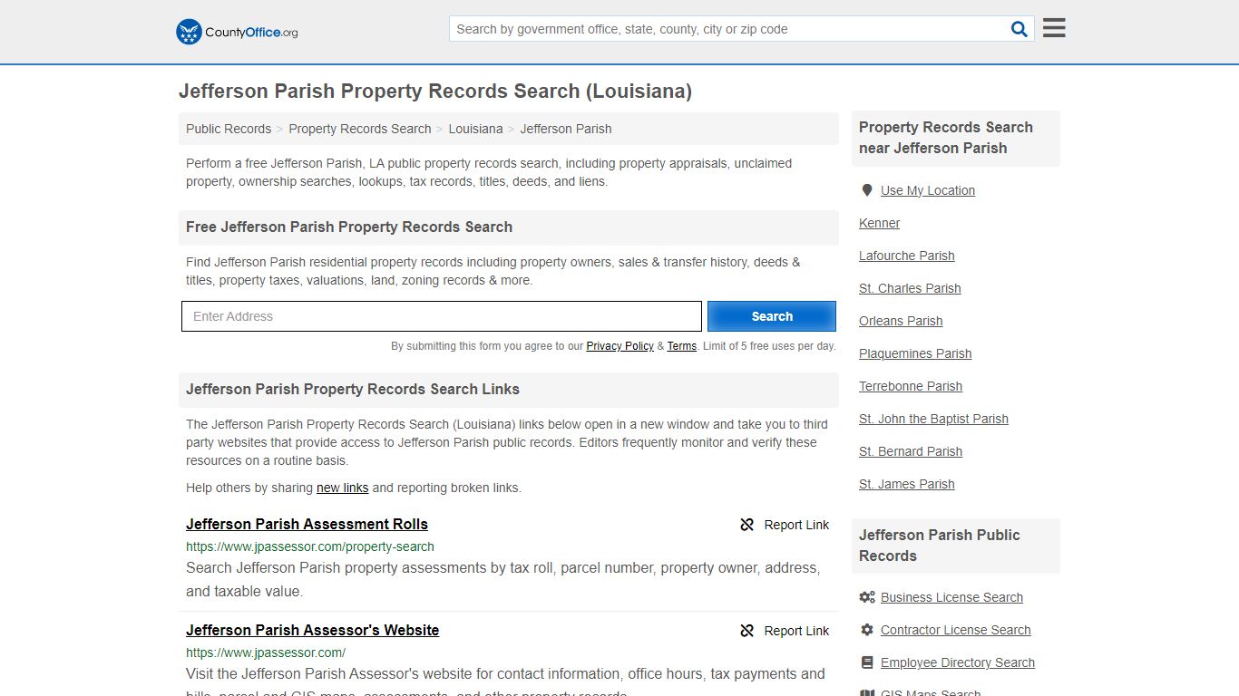 Jefferson Parish Property Records Search (Louisiana) - County Office