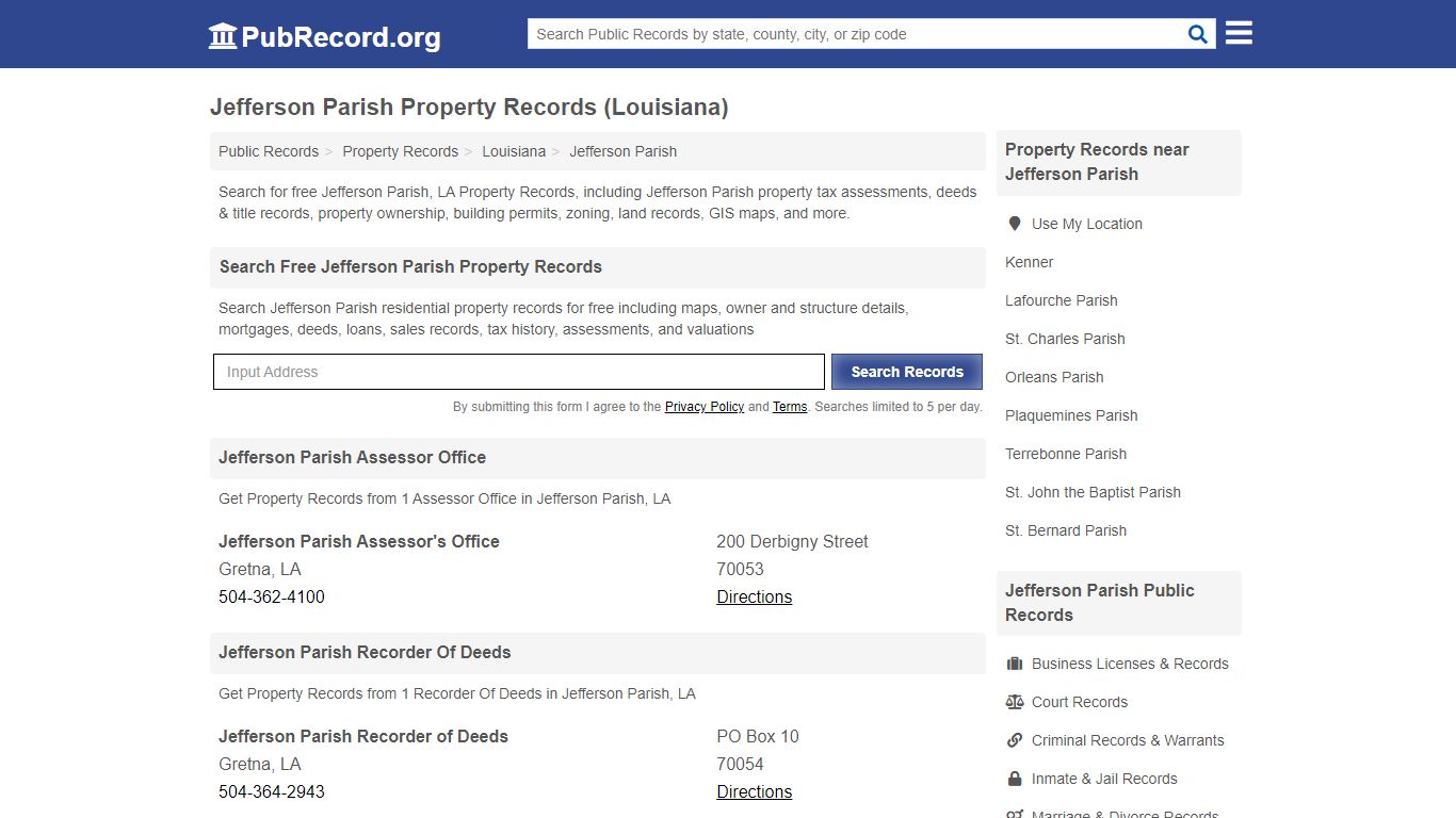 Jefferson Parish Property Records (Louisiana) - PubRecord.org