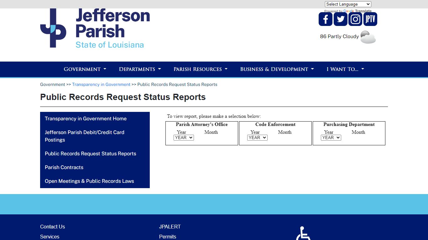 Public Records Request Status Reports - Jefferson Parish, Louisiana